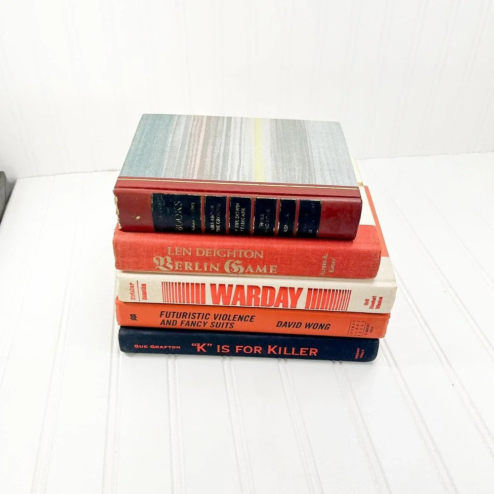 Vintage Black and Orange Decorative Book Stack‎ - Retro Display Books